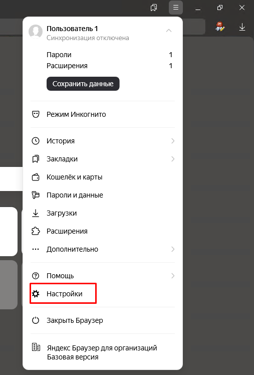 Настройки браузера Настройки браузера