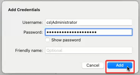 Добавление учетных данных Добавление учетных данных
